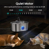 PawsPik 18/8 Stainless Steel Cat Water Fountain 13.5 Cups – Ultra Quiet Filtered Drinking System