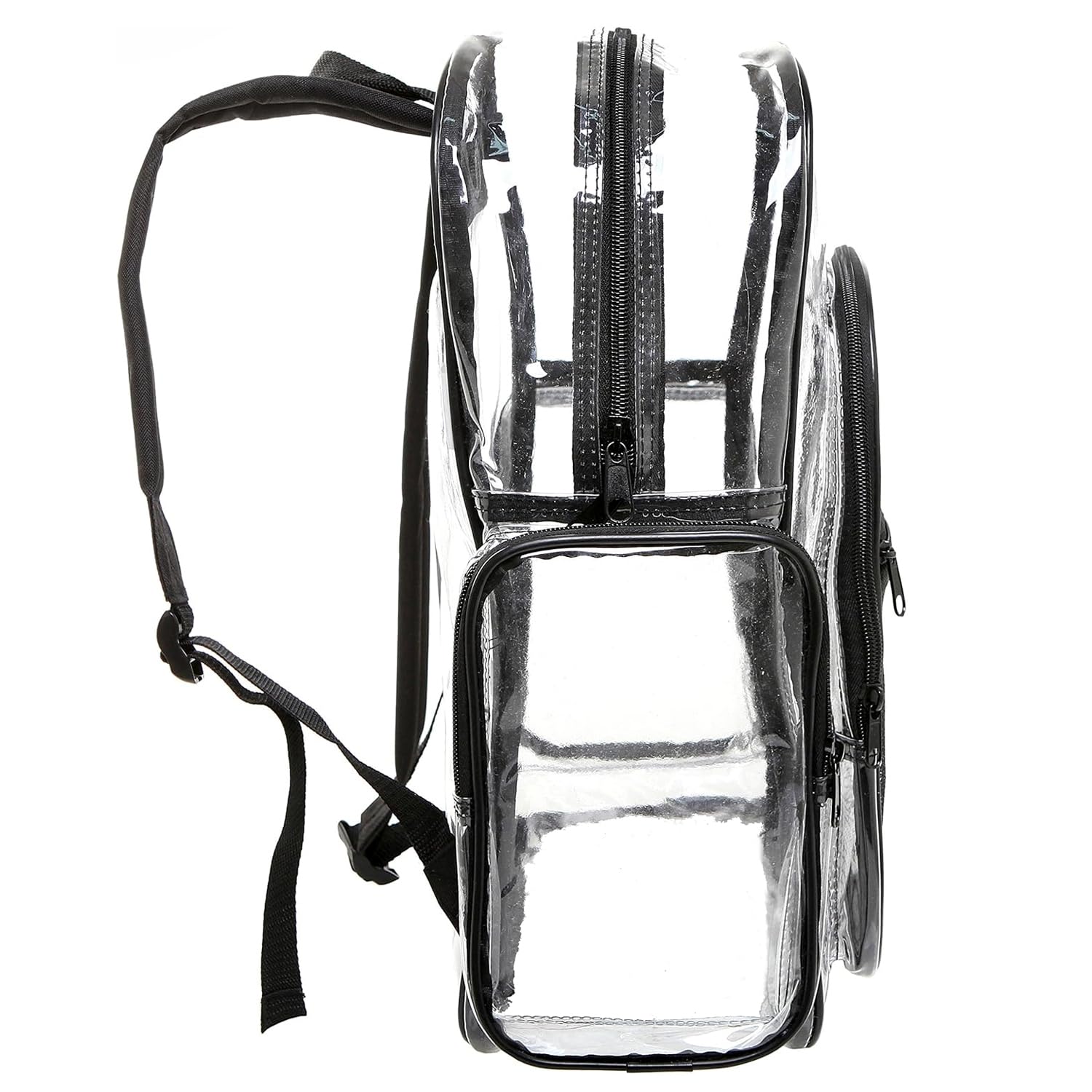 MGgear 17 Inch Clear PVC Backpack with 5 Zipper Compartments – School & Event Bag