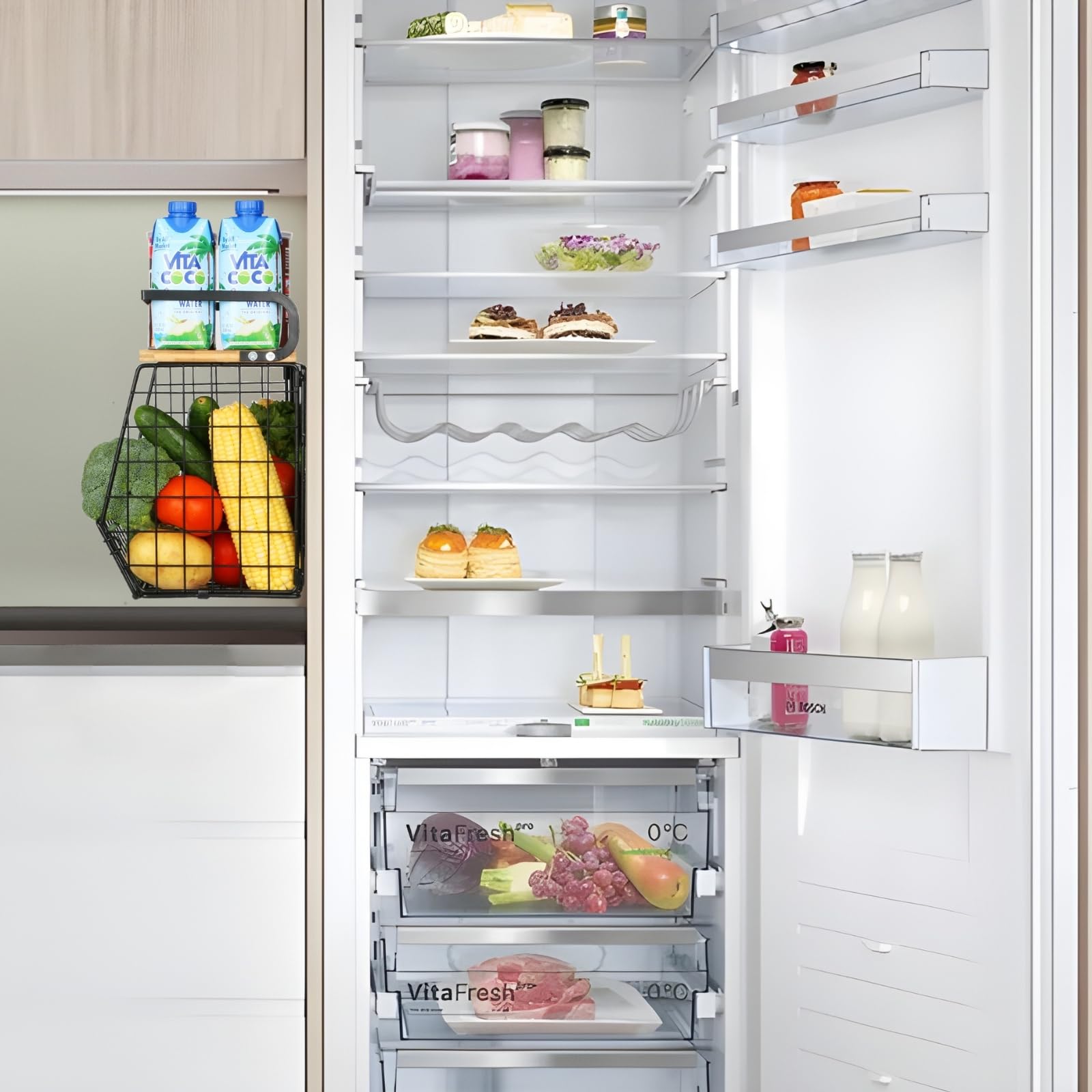 OFIRAY Magnetic Refrigerator Shelf with Wood Lid – Large Capacity Pantry & Produce Organizer for Kitchen