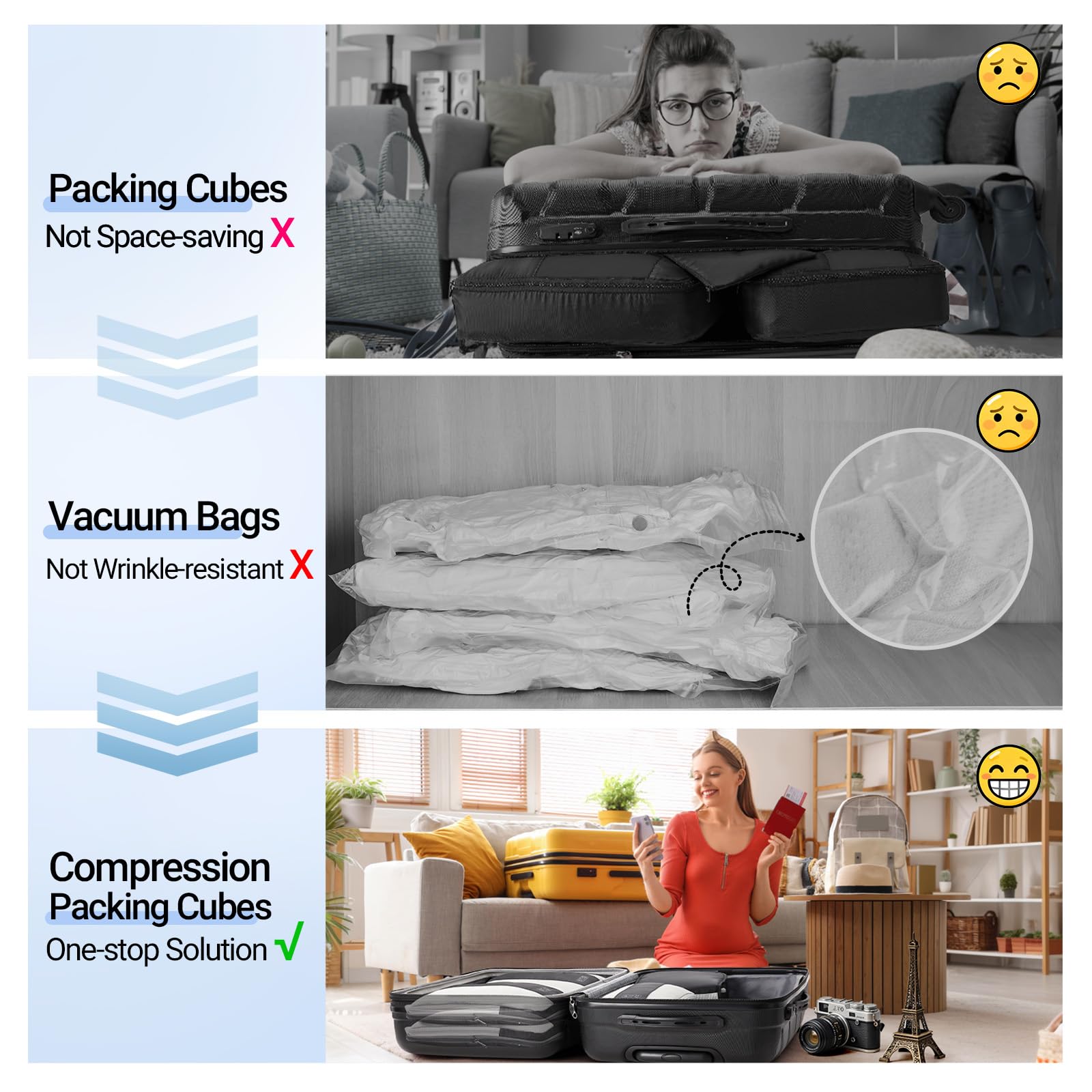 10 Piece Compression Packing Cubes Set – Travel Luggage Organizers with Hanging Toiletry Bag & Laundry Bag