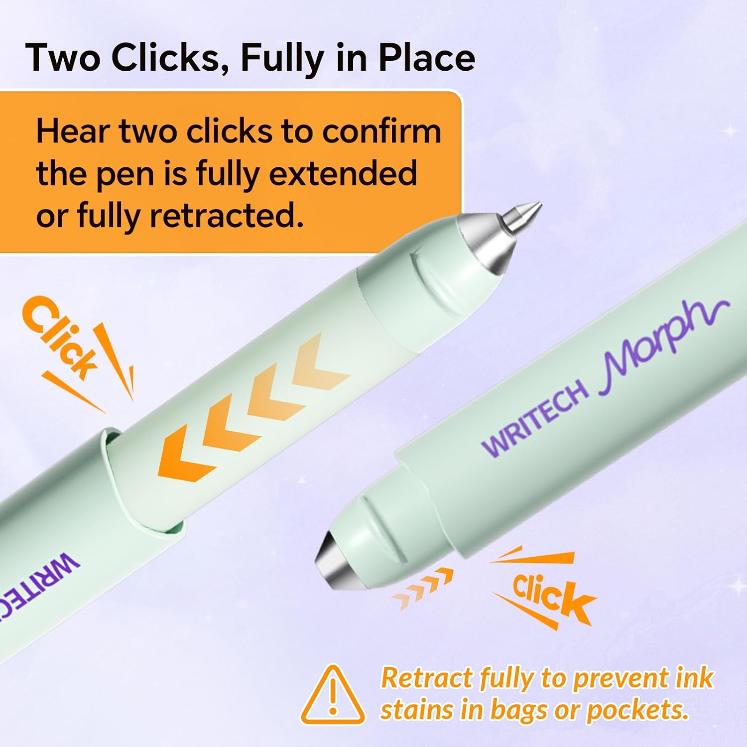 2-Pack Extendable 0.7 mm Black Gel Pens with Refills