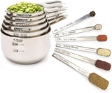 Stainless Steel Measuring Cups & Spoons Set – Dishwasher Safe, Stackable, US & Metric (12-Piece)