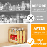 Bamboo Pull-Out Spice Rack Organizer – 2-Tier Vertical Cabinet Storage with 3 Slide-Out Drawers, Natural