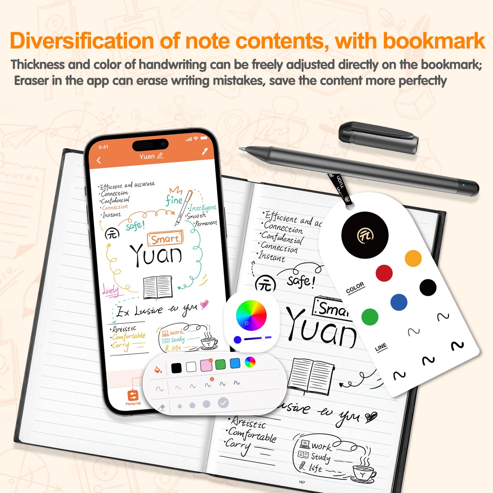 YUAN Smart Pen & Digital Notebook Set – Real-Time Sync, Offline Storage & Business App Integration (Black Edition)