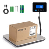 MUNBYN 440lbs Digital Postal Shipping Scale with Hold Function & USB-C Power – High Precision Package Weight Scale Silver