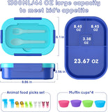 Blue 44 oz Kids Bento Box with Utensils and Food Picks