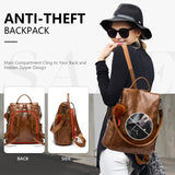 CHERUTY Women’s Anti-Theft Backpack Purse – Vegan PU Leather 3-in-1 Tote, Shoulder & Backpack for Daily Travel (Tan)