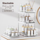 DELAMU 2-Tier Stackable Under Sink Organizer (2-Pack) – Pull-Out Acrylic Cabinet Storage with Adjustable Dividers (White)