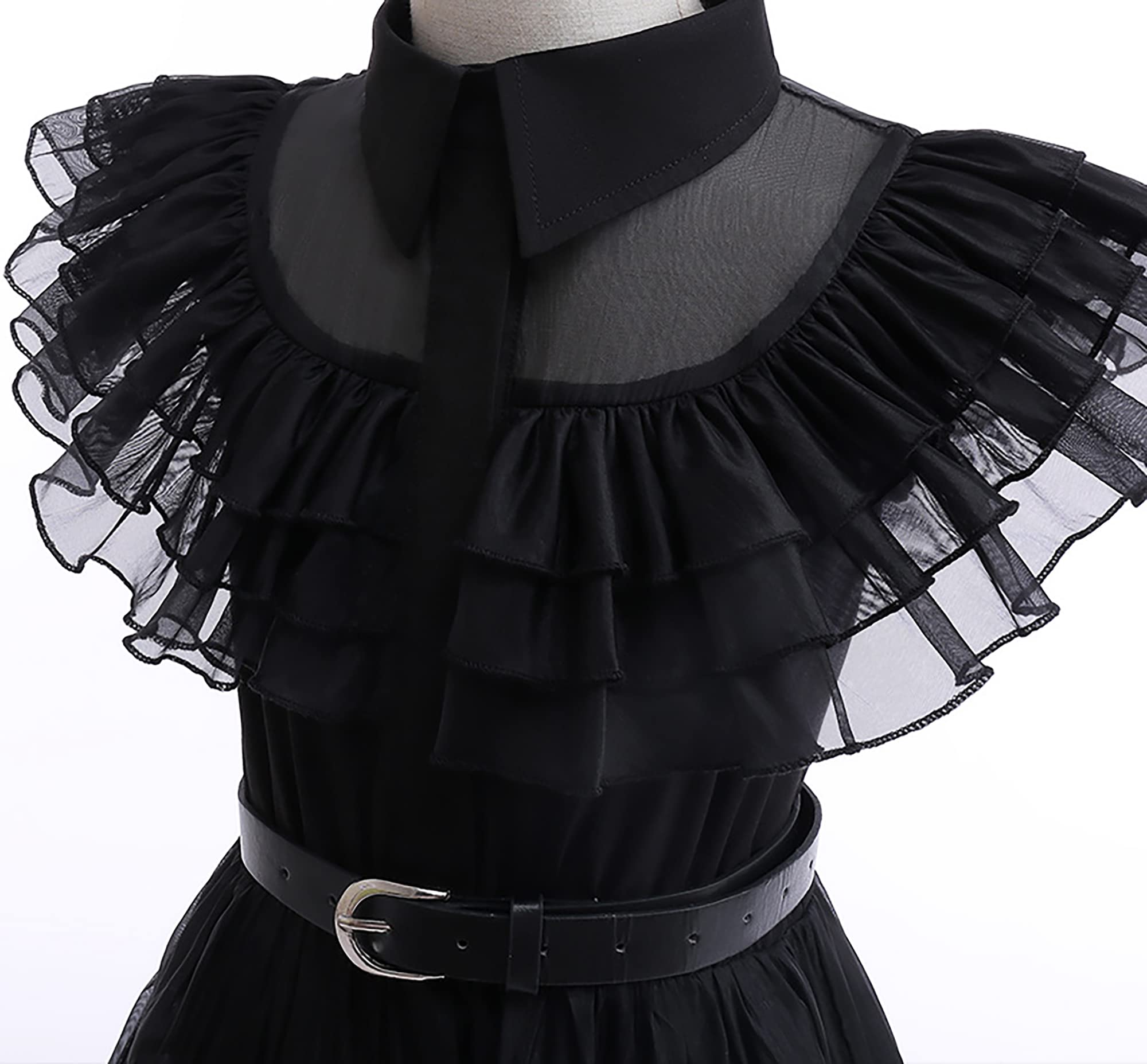 Girls Black Gothic Princess Costume Set – Dress, Belt, Lace Gloves, Hairpins & Accessories