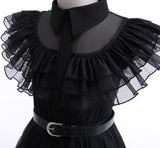 Girls Black Gothic Princess Costume Set – Dress, Belt, Lace Gloves, Hairpins & Accessories