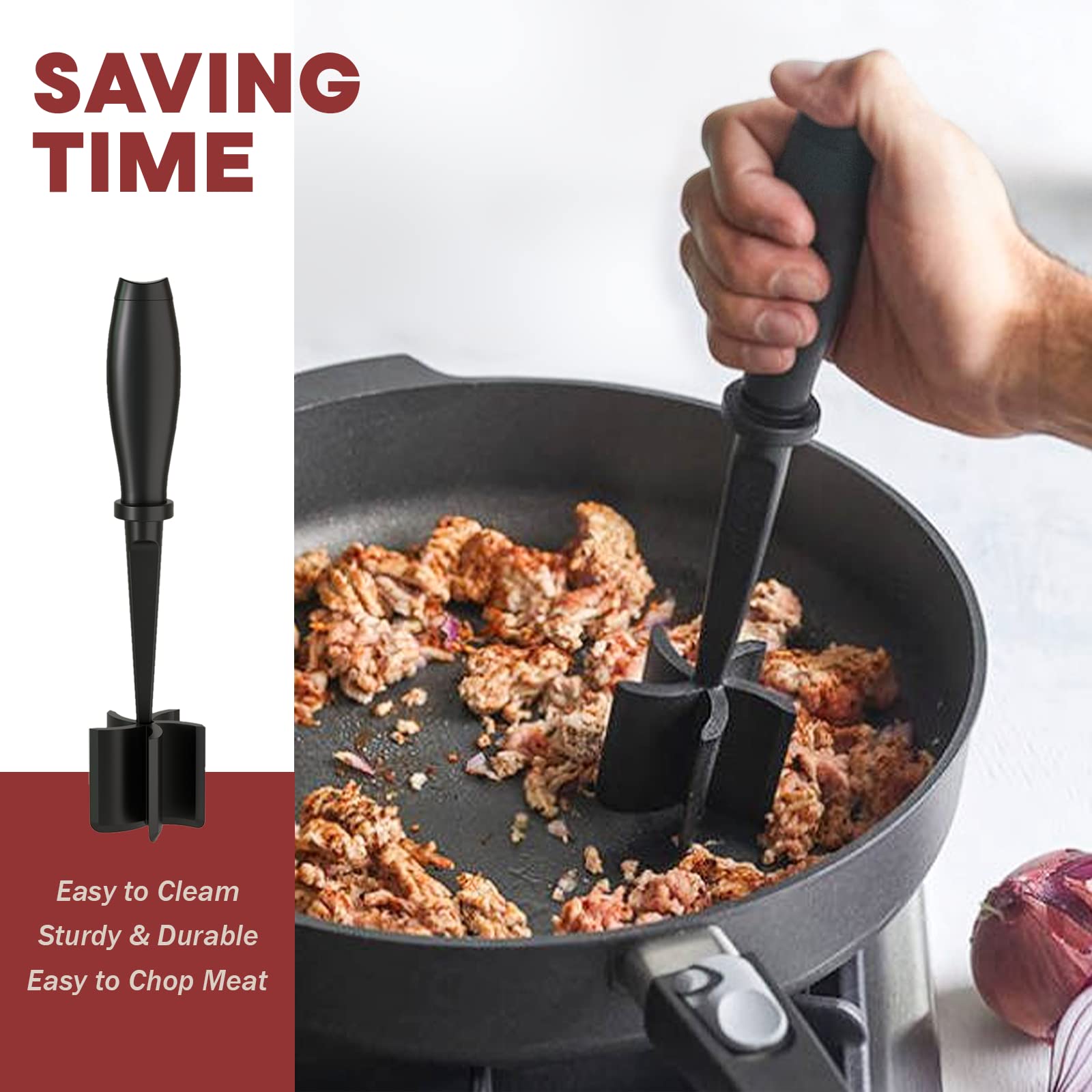 5-Blade Meat Chopper & Masher Tool for Ground Meat, Vegetables & Mixing