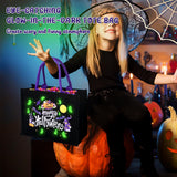 Glow-in-the-Dark Halloween Tote Bag – Large Black Canvas Trick-or-Treat Bag with Ghost & Pumpkin Design (Reusable)