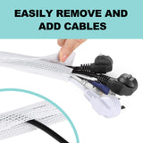 AGPTEK Self-Closing Cable Sleeve Cover – Pet-Proof Wire Management Tubing for Home & Office (White, 2-Pack)