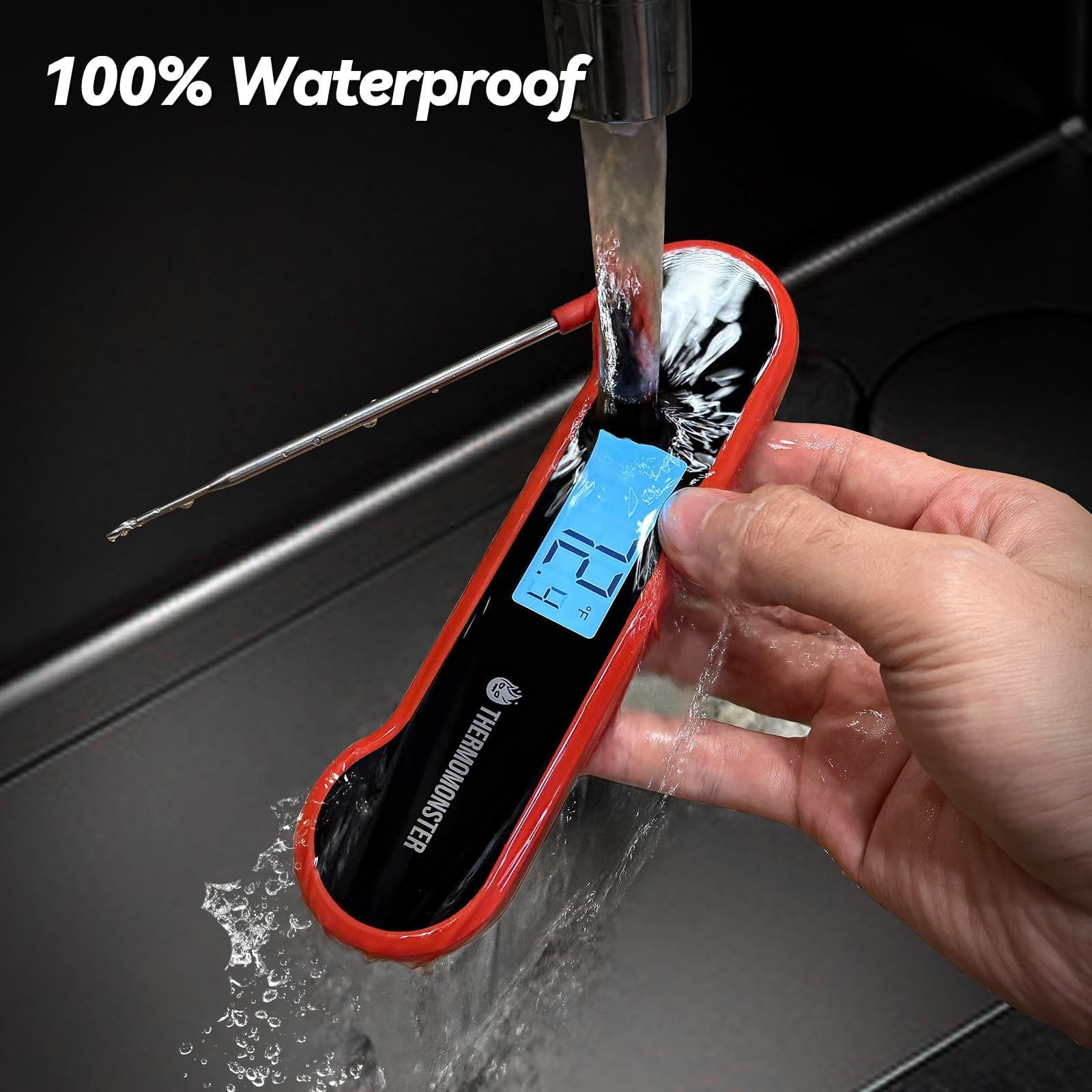 Ultra-Fast Instant Read Meat Thermometer – Waterproof Digital Food Thermometer with Auto-Flip Display