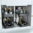 DEKAVA 2-Tier Sliding Cabinet Organizer (2-Pack) – Pull-Out Storage Baskets for Bathroom, Kitchen & Pantry (Black)