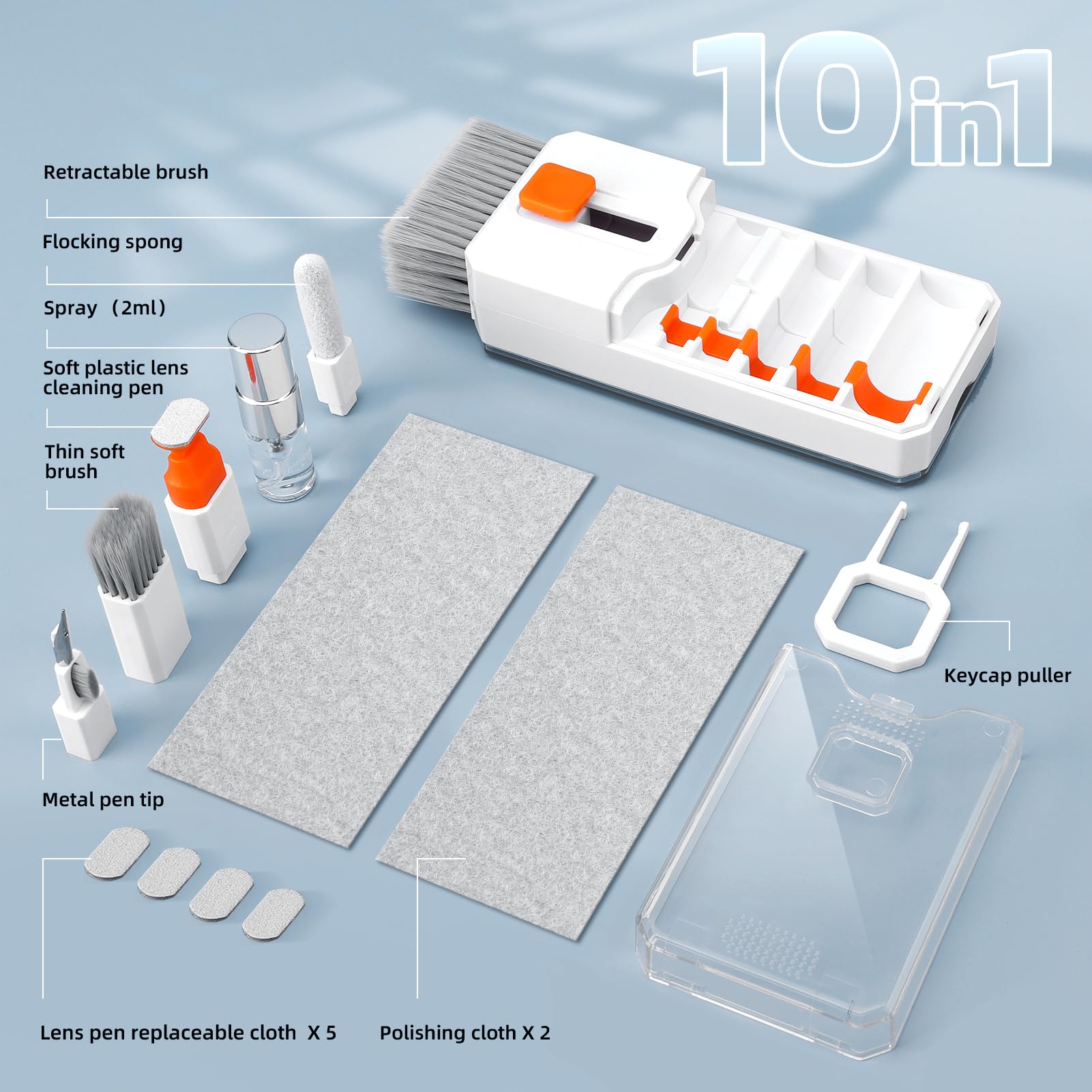 All-in-One Keyboard Cleaning Kit Laptop Screen & Electronics Cleaner Brush Tool Set Portable PC Accessories White