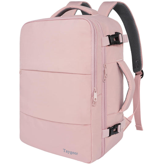 TAYGEER Women’s Carry-On Travel Backpack with USB Port & Shoe Compartment – TSA Approved – Amour Pink
