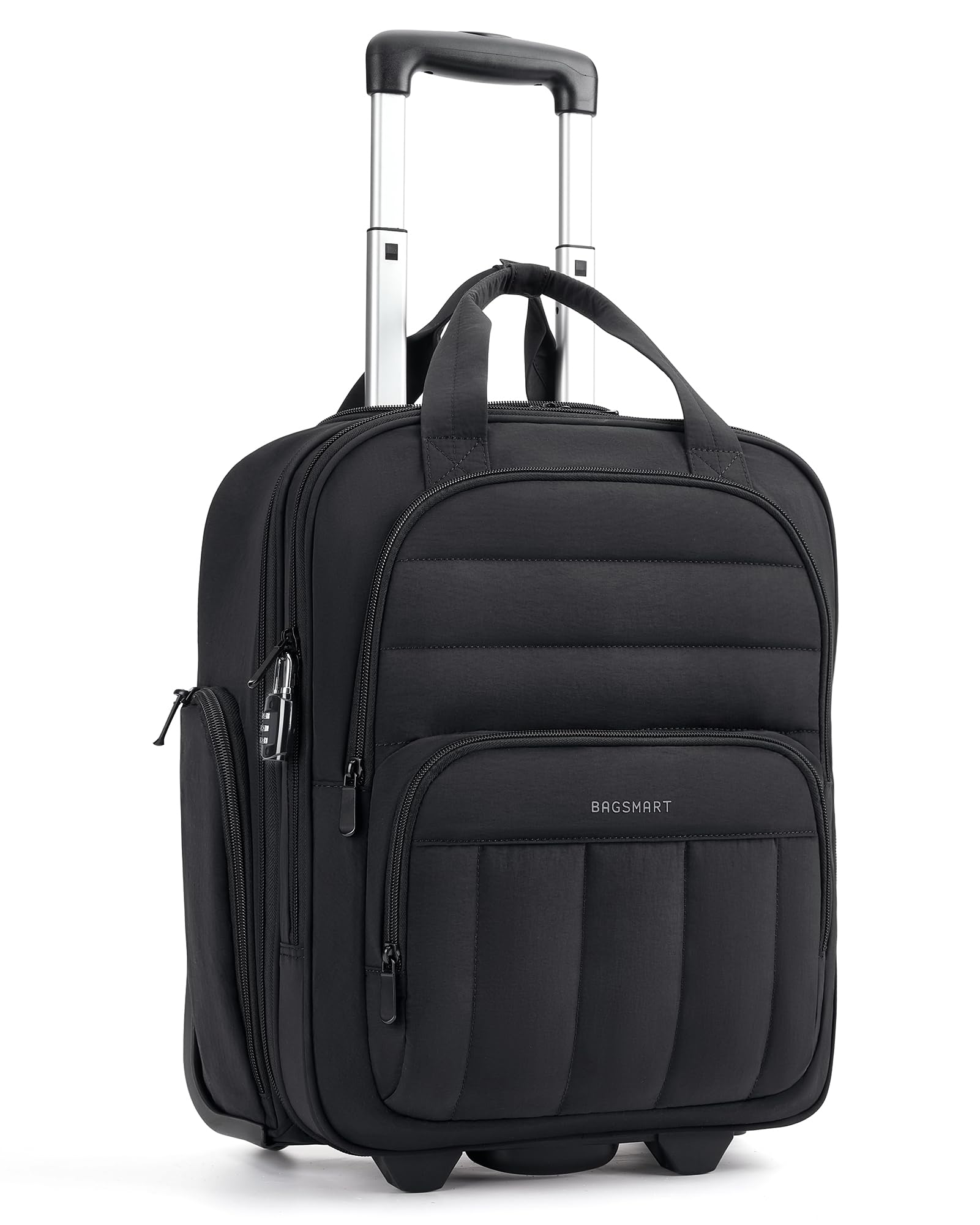 Bagsmart 16-Inch Underseat Carry-On Luggage with Wheels & Laptop Compartment – Black