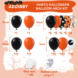 Halloween Balloon Arch Garland Kit – 144pcs Black & Orange Balloons with Polka Dots, Eyes & Confetti for Party Decoration