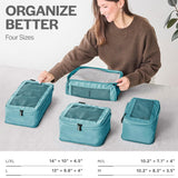 Compression Packing Cubes Set – Travel Luggage Organizer Bags (Teal)