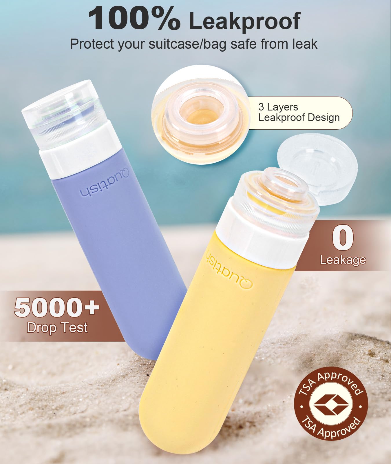 6 Pack Leakproof Travel Bottles – TSA Approved Refillable Silicone Toiletry Containers (3oz)