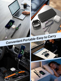 3-in-2 Fast Charging Cable with Dual USB-C & Magnetic Watch Charger – Multi Device Travel Charging Cord Grey