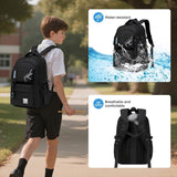 Black Water-Resistant School Backpack with Laptop Sleeve