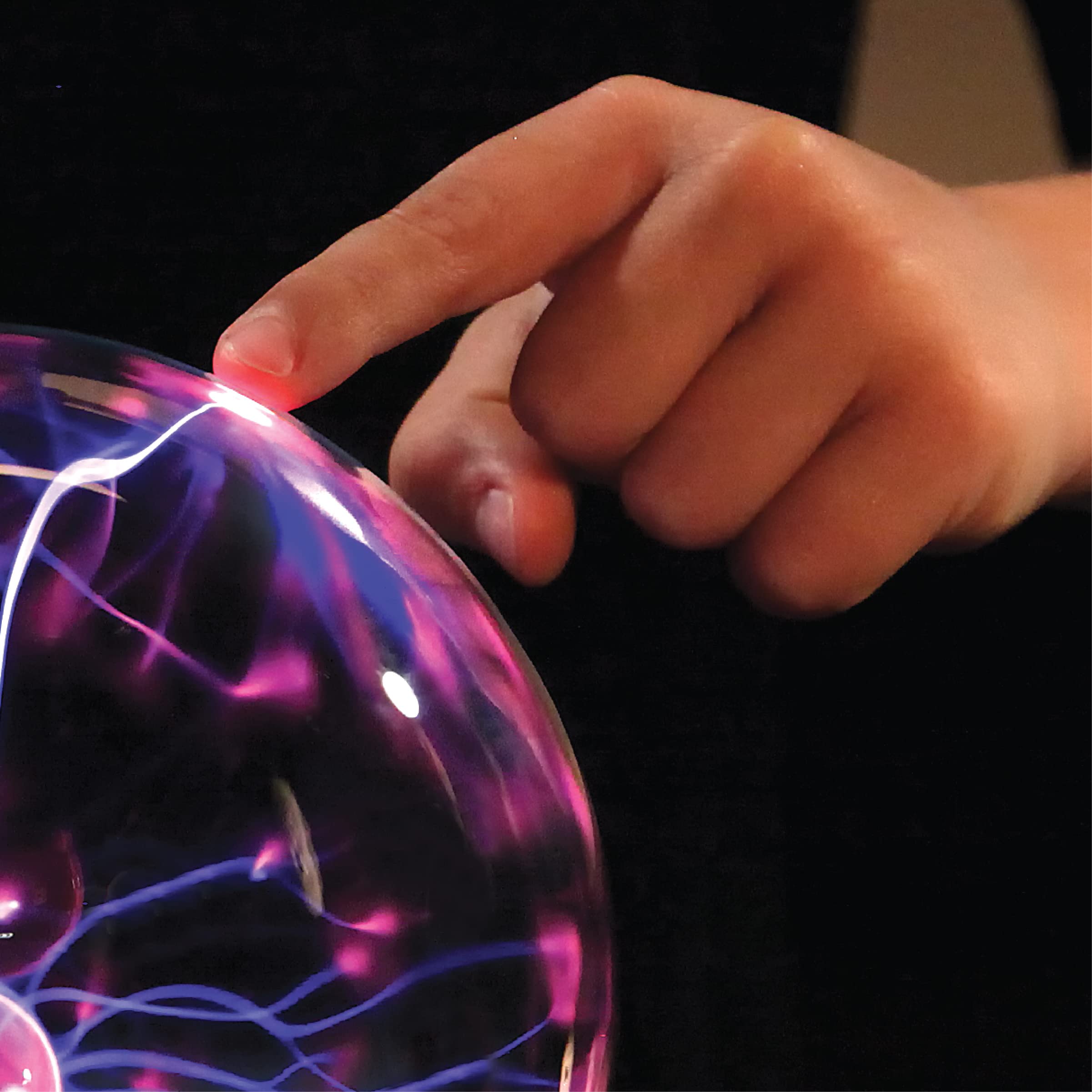 Discovery Plasma Globe Interactive Lightning Lamp – Touch & Sound Reactive Electric Plasma Ball STEM Desk Decor Black