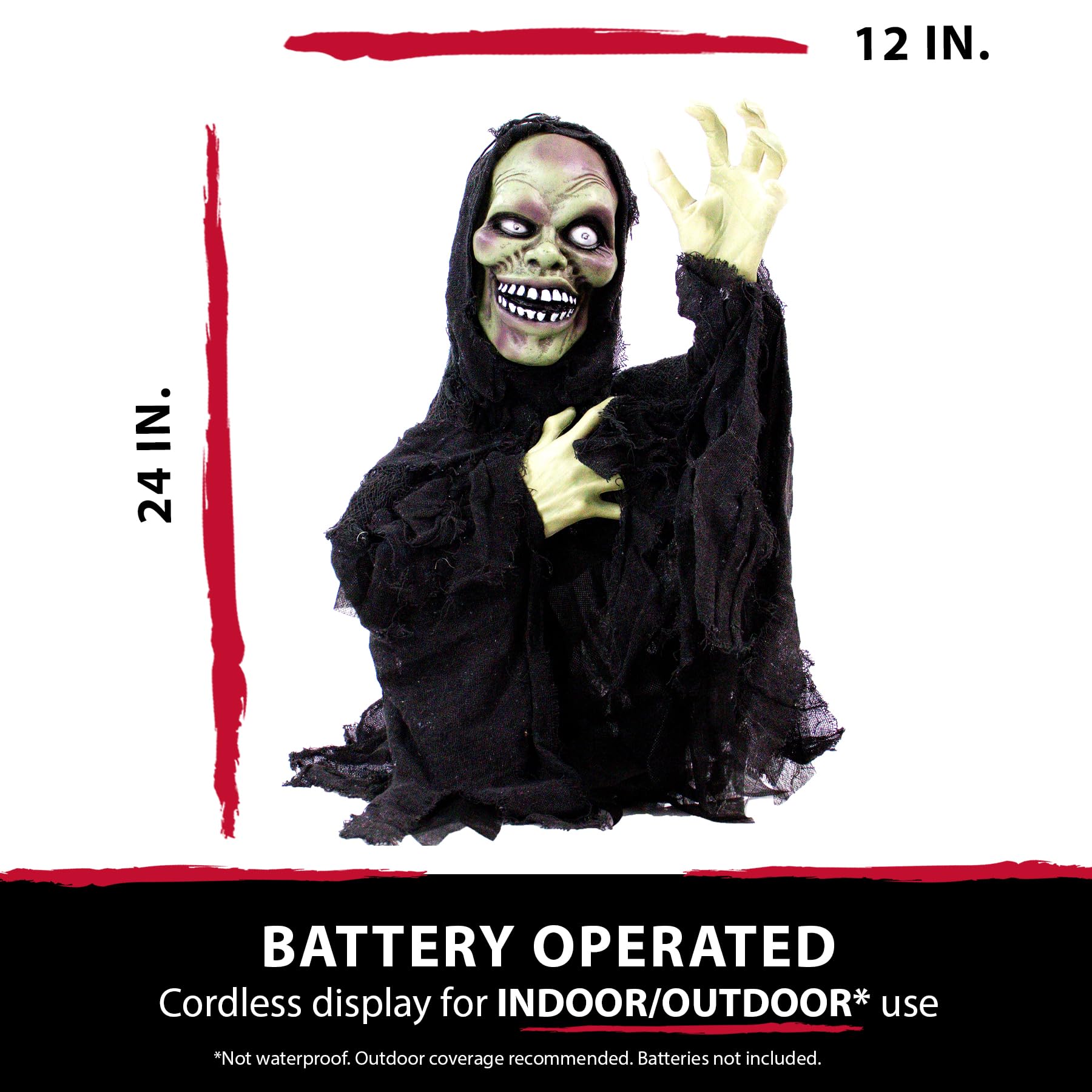 24" Jumping Man Groundbreaker Animatronic – Touch Activated Halloween Prop with Lights, Sound & Motion