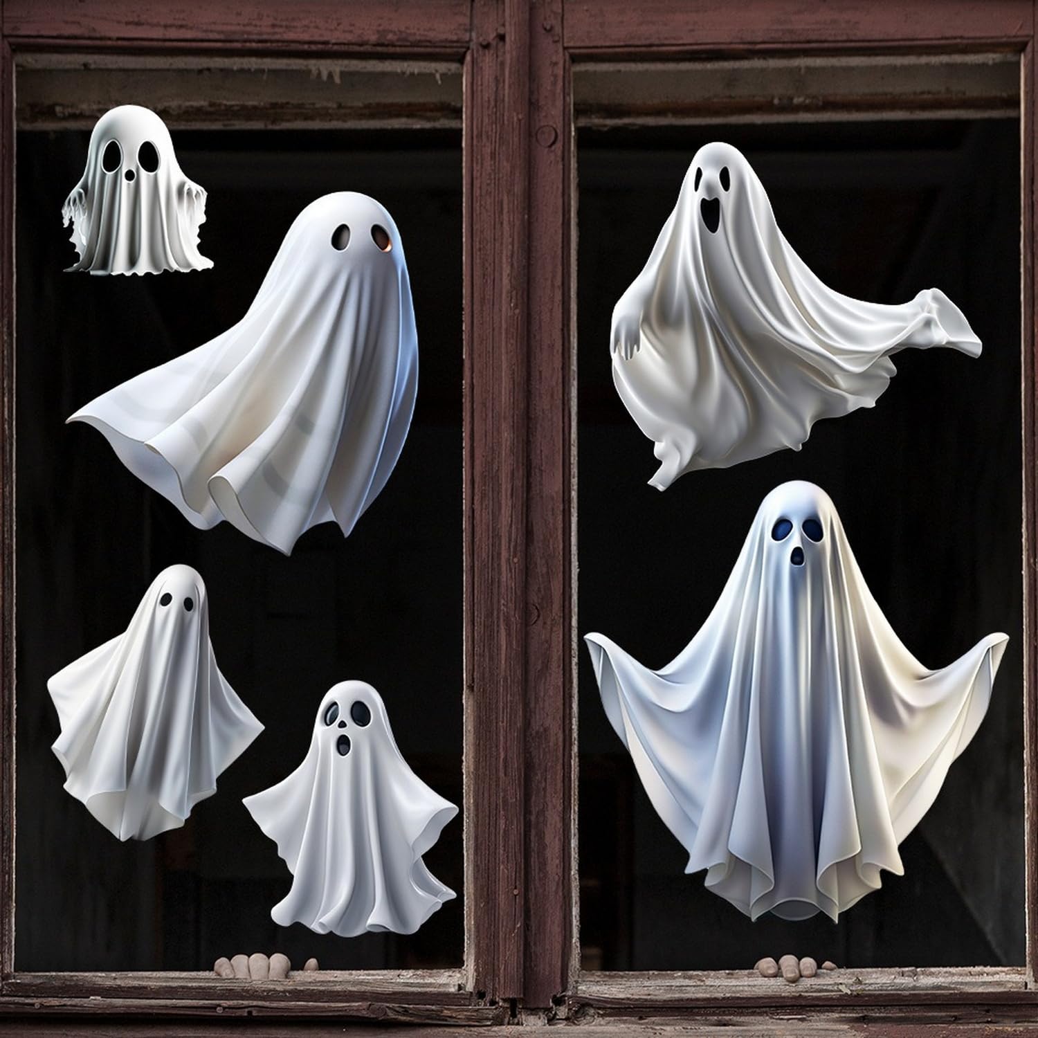 Halloween Ghost Window Clings – Double-Sided Vinyl Stickers for Glass Doors, Mirrors & Windows