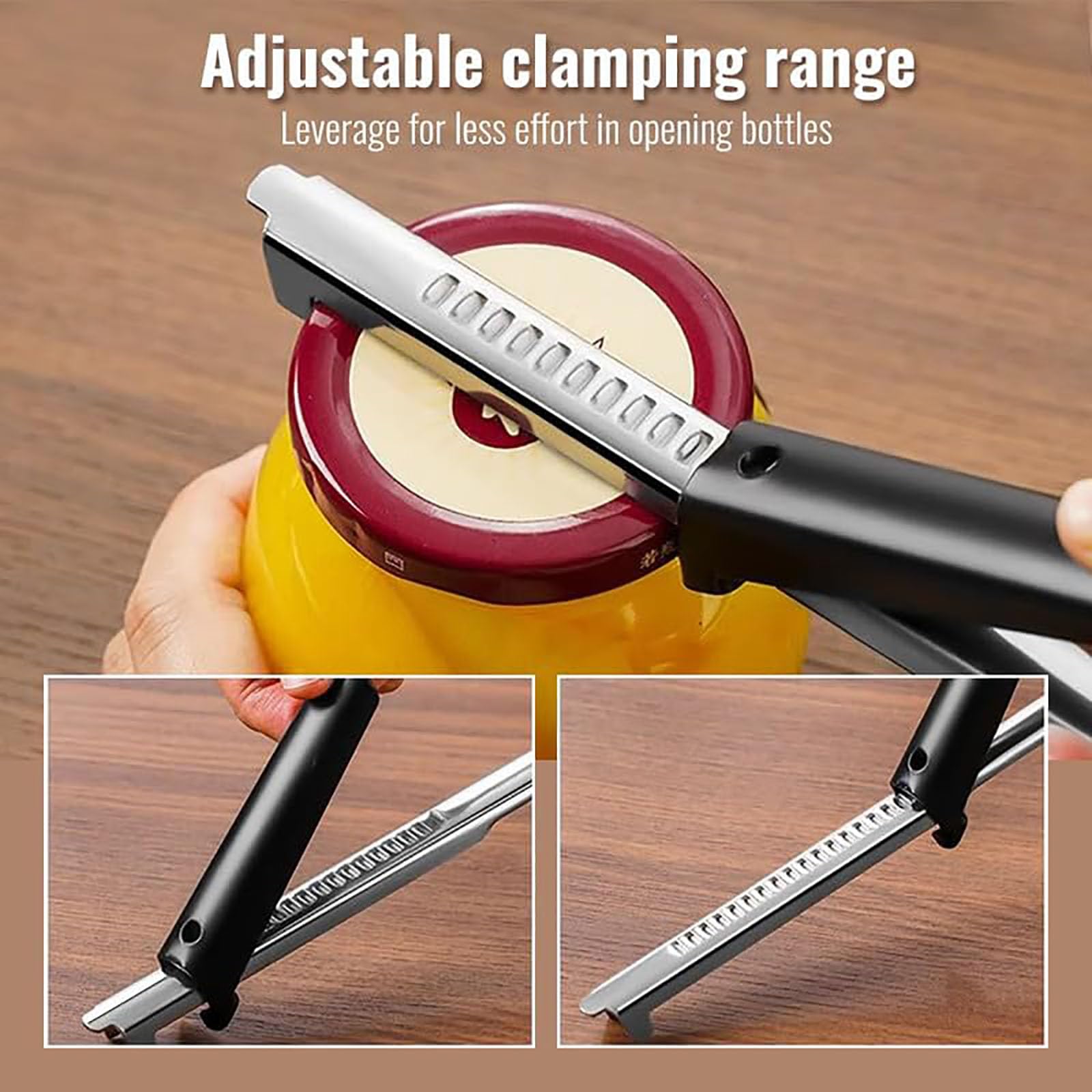 2-in-1 Adjustable Jar & Bottle Opener – Stainless Steel Lid Gripper for Weak Hands