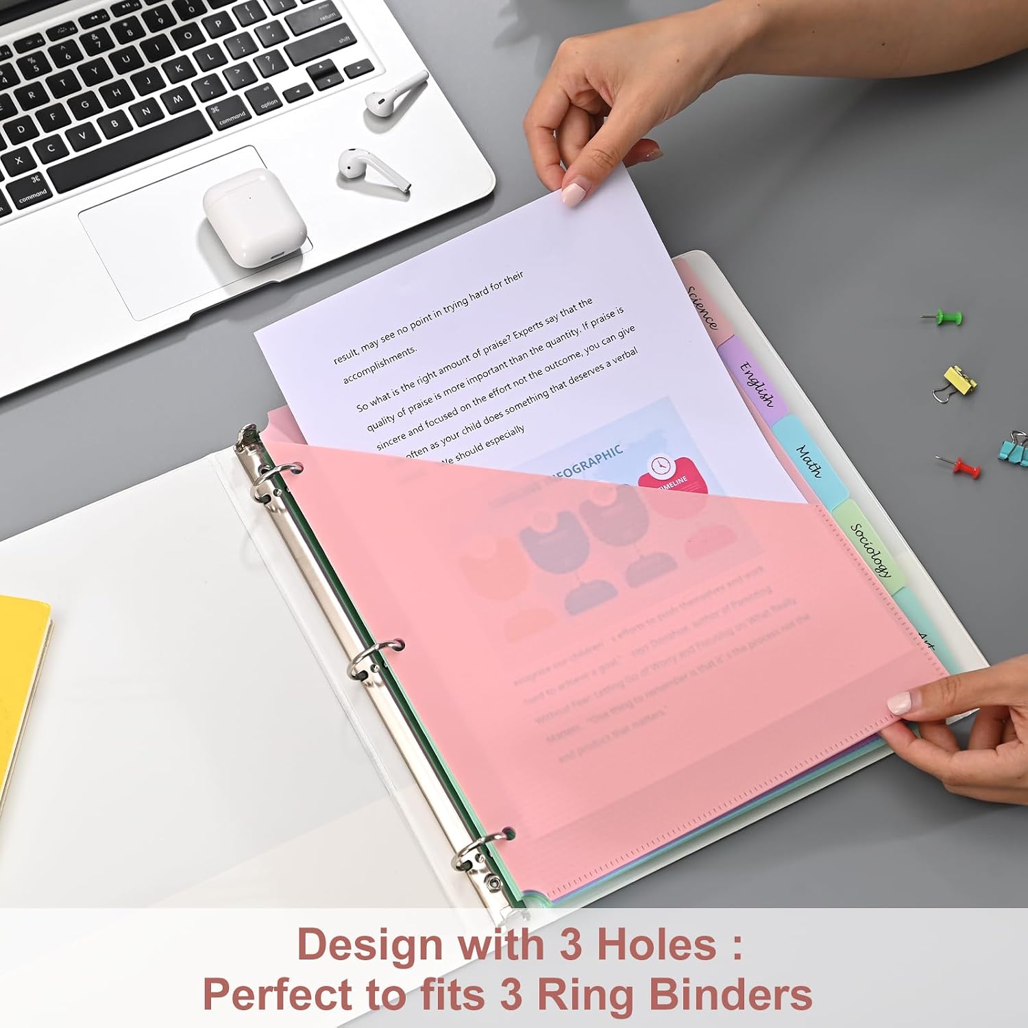 5-Piece Pastel Pocket Binder Divider Set
