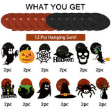 Halloween Hanging Swirl Decorations – 36 Pack Pre-Assembled Ceiling & Wall Party Décor with Bats, Ghosts, Skulls & Pumpkins (Black)