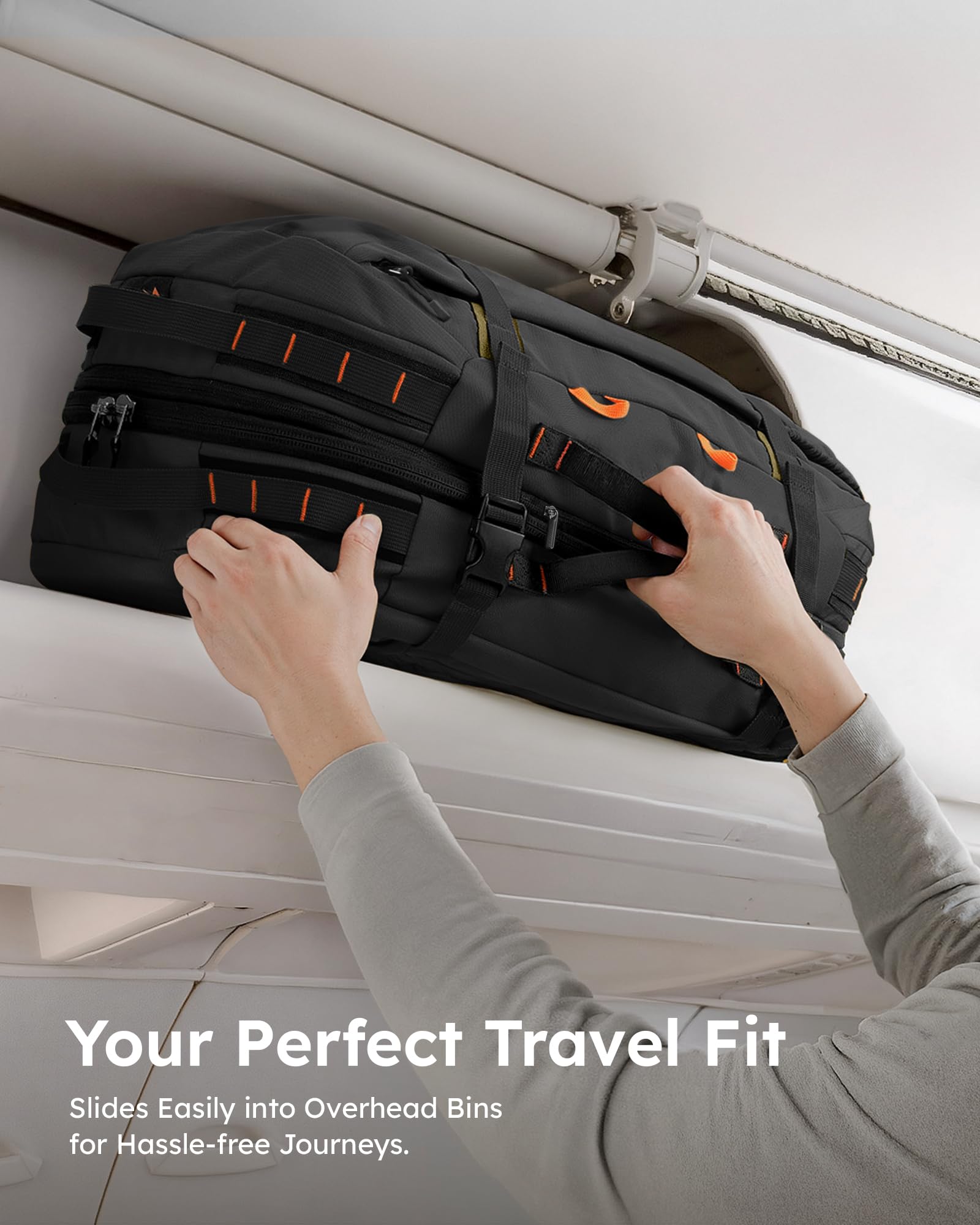 Tolaccea Expandable Carry-On Travel Backpack 40L–50L with TSA-Approved Design and Laptop Compartment