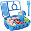 Blue 5-Compartment Bento Box with Sauce Container