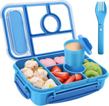 Blue 5-Compartment Bento Box with Sauce Container