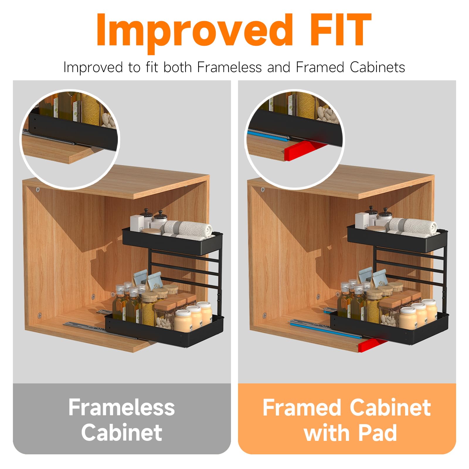 Everie Height-Adjustable 2-Tier Pull-Out Under-Sink Organizer – Heavy-Duty Metal Slide Shelf System