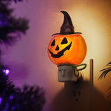 Pumpkin Witch Hat Plug-In Night Light – UL-Certified 0.8W Amber Glow with 360° Rotatable Plug & Replaceable E12 Bulb (Halloween Indoor Décor)