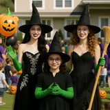 Black & Green Witch Costume Kit (5PCS with Glasses) – Complete Halloween Witch Set with Hat, Gloves, Face Paint & Accessories