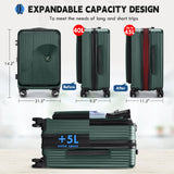 Rainsmore 20” Expandable Hardside Carry-On Luggage with Front Laptop Compartment, TSA Lock & Spinner Wheels (Green)