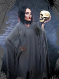 Gray Linen Hooded Cloak – Medieval Ghost Cape for Halloween, Cosplay & Fantasy Roleplay 🕯️🖤