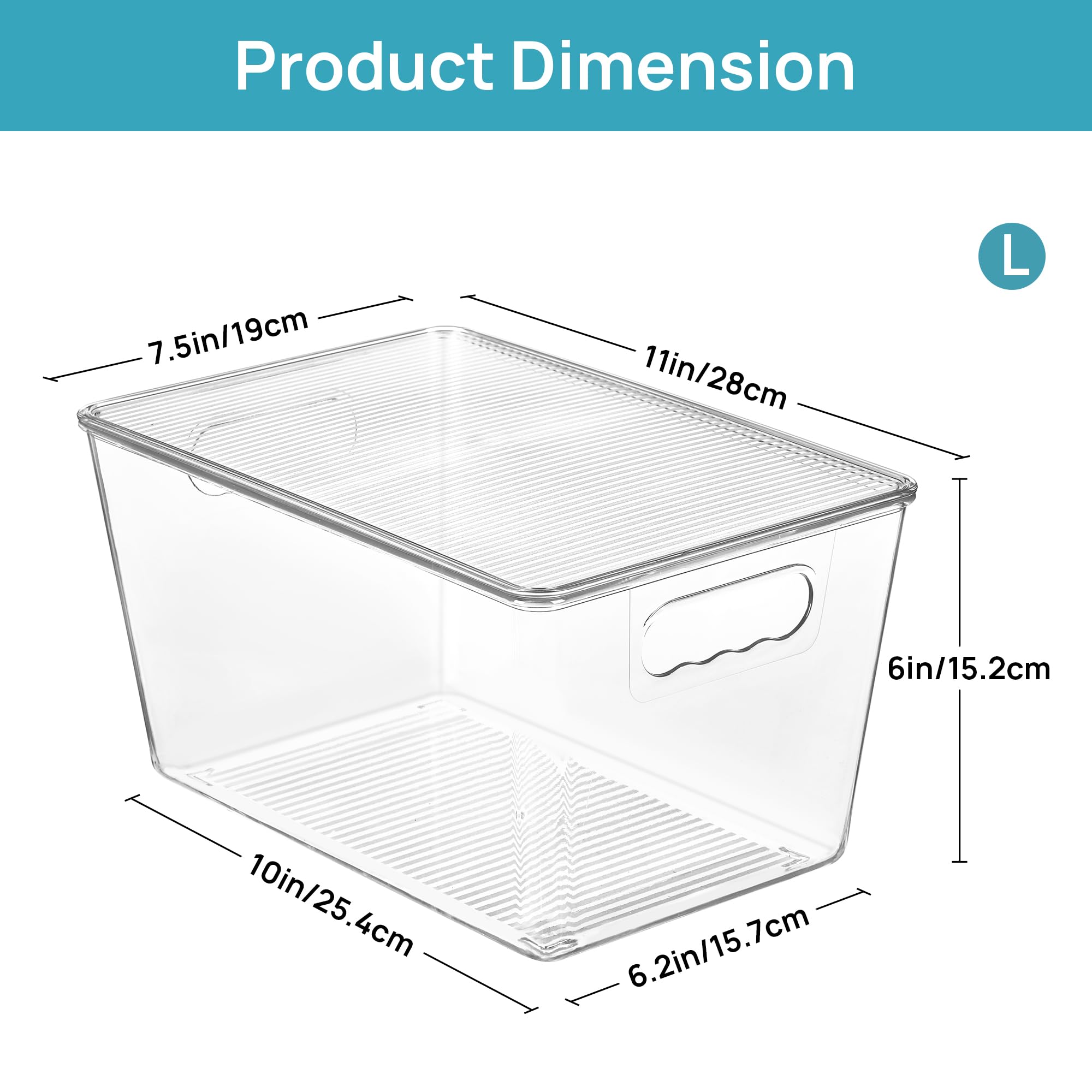 Clear Stackable Storage Bins with Built-In Handles – Heavy-Duty BPA-Free Organizer for Pantry, Kitchen & Home