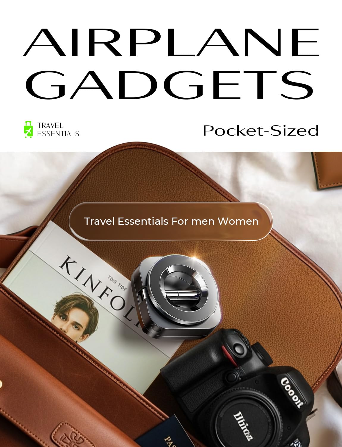 MagSafe Airplane Phone Holder Mount – 360° Rotating Travel Phone Stand for iPhone, Tray Tables & Luggage Handles