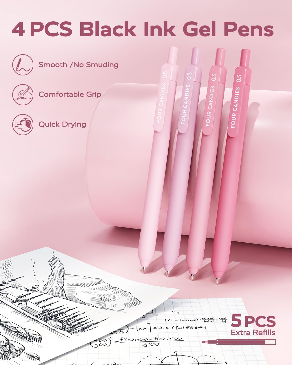 Pink Aesthetic School Supplies Kit with Organizer