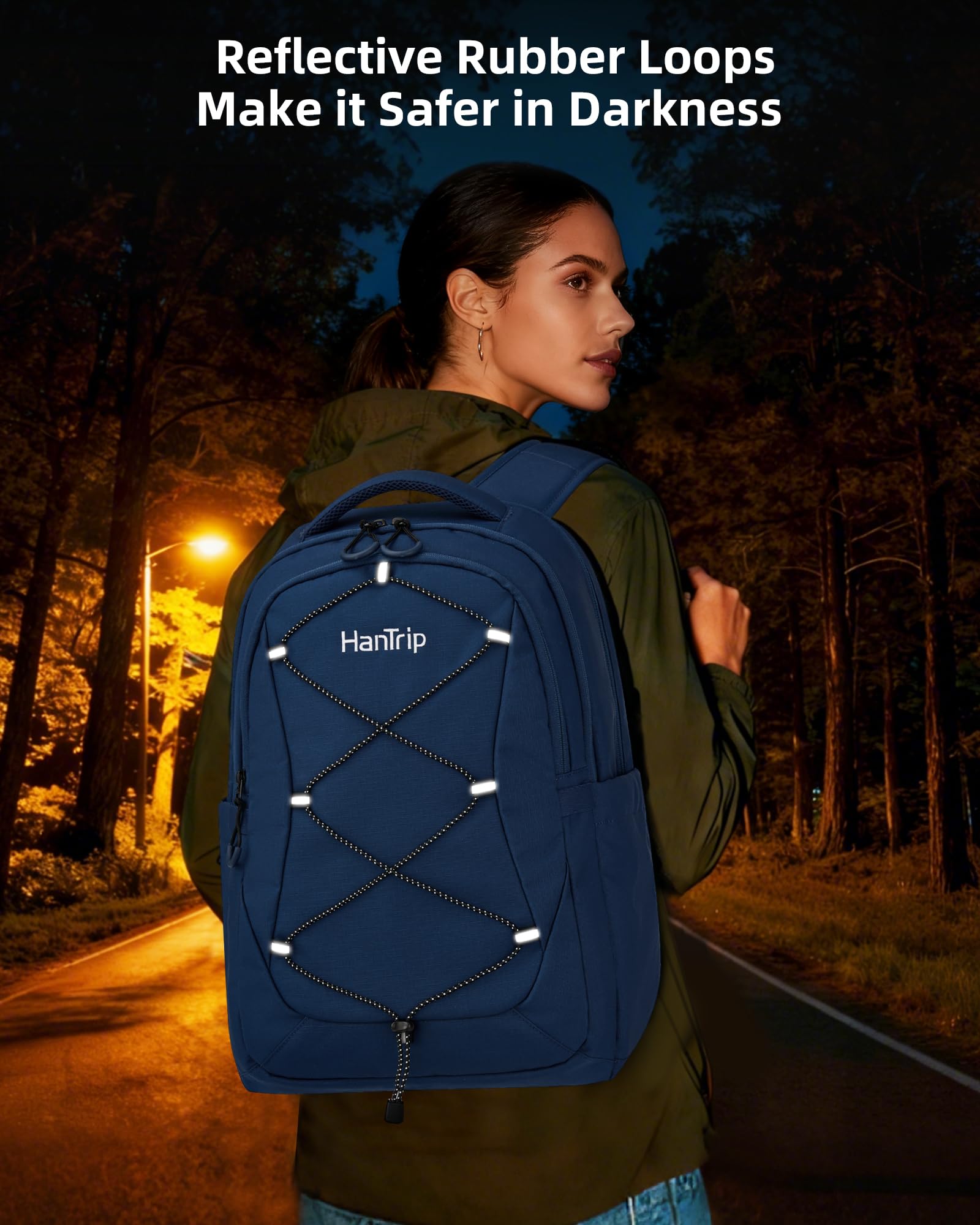 Hantrip Large School & College Backpack with Laptop Compartment, Chest Strap, Water-Resistant Design