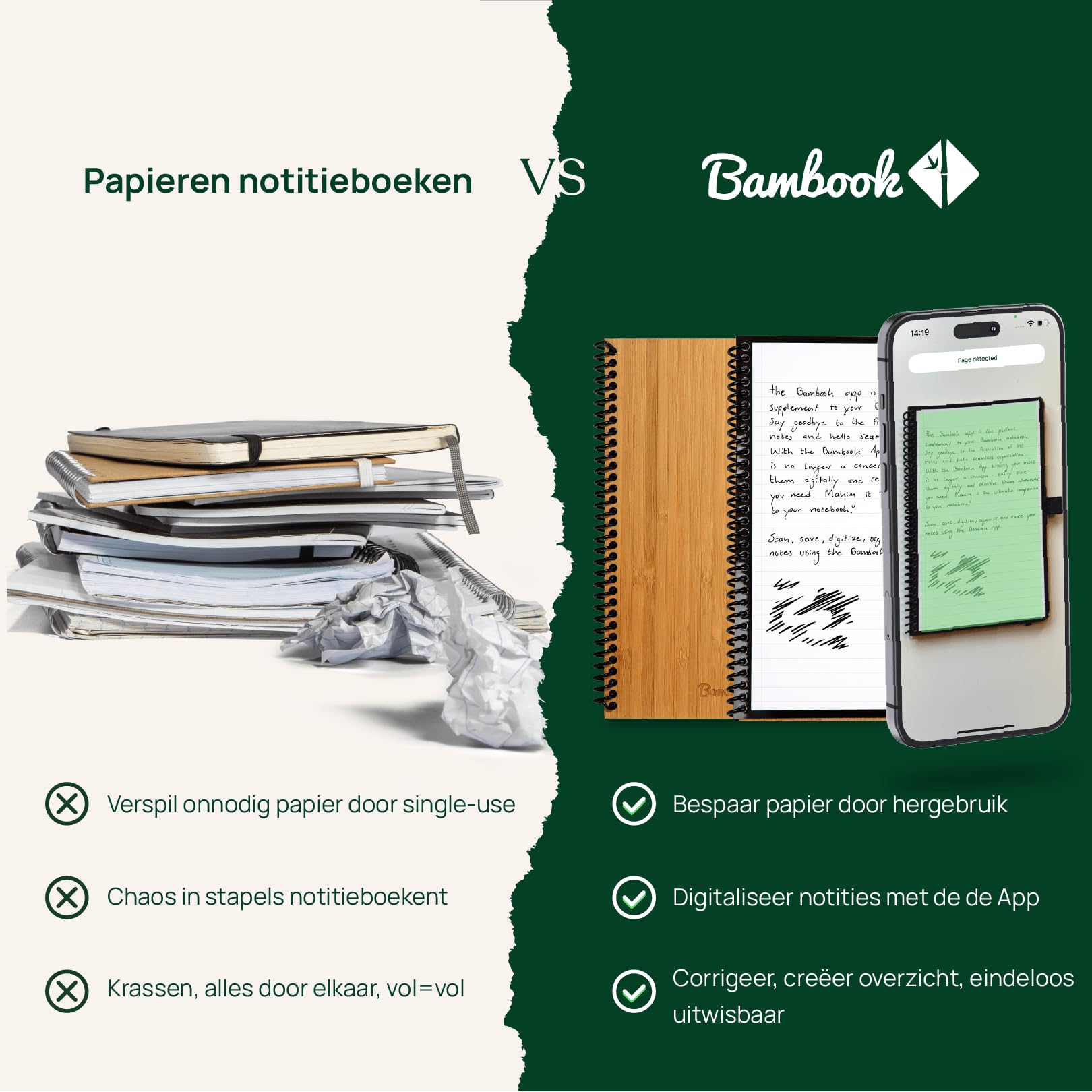 Bambook Classic Reusable Smart Notebook with Pen – Sustainable Digital Scan & Wipe Journal (Black)