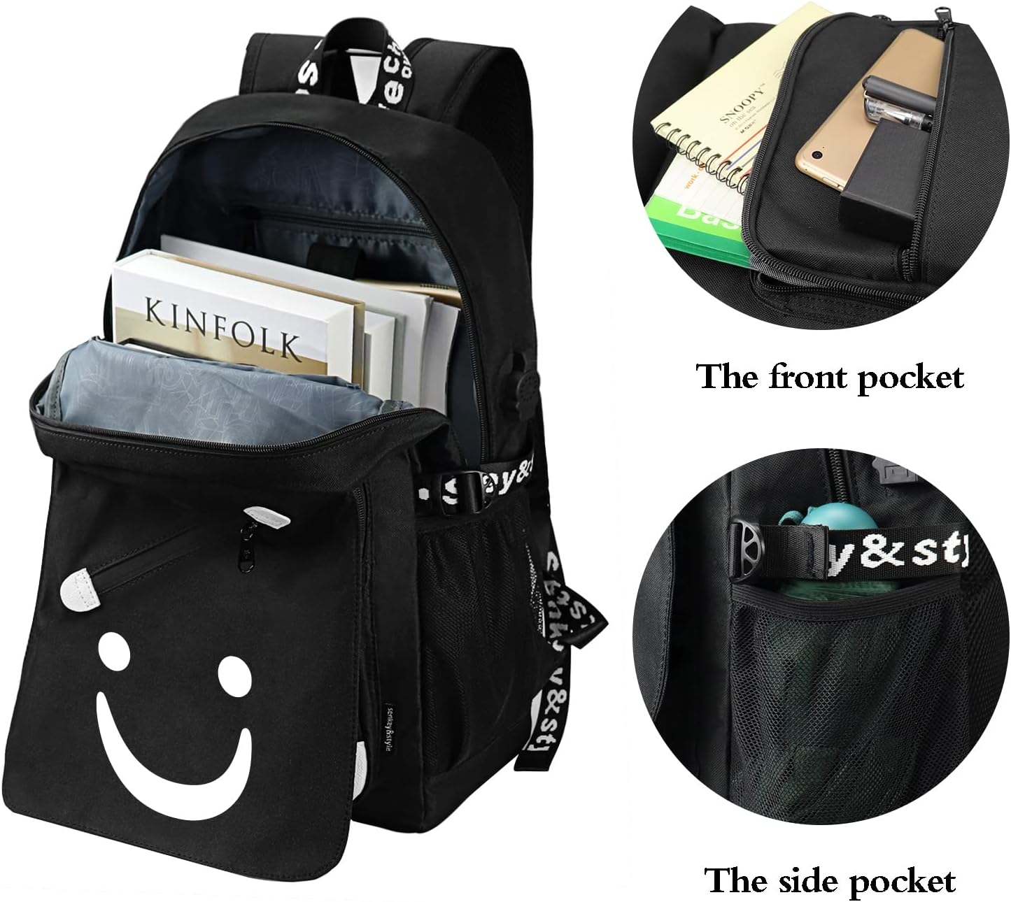 Glow Anime School Backpack with USB Port and Lock