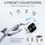 Rotating Pomodoro Timer Cube with Gravity Sensor, Preset 5/10/25/50 Min, Custom Countdown & Stopwatch, Silent Vibration Desk Timer for Work, Study & Kitchen – White
