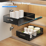 Peel & Stick Pull-Out Cabinet Organizer – 2-Pack Silent Sliding Drawers in Heavy-Duty Carbon Steel (Black)