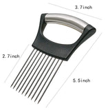 Stainless Steel Onion Holder & Slicing Guide – Non-Slip Handle, Safe & Even Cuts